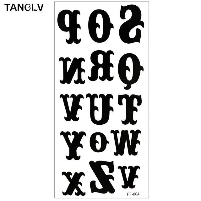tanglv merk arm tattoo zwart engels alfabet n z tijdelijke tattoo