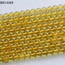Meihan(63 бусины/прядь/6,5 г) натуральный редкий Золотой янтарь 6+-0,2 мм Гладкие Круглые бусины для изготовления ювелирных изделий