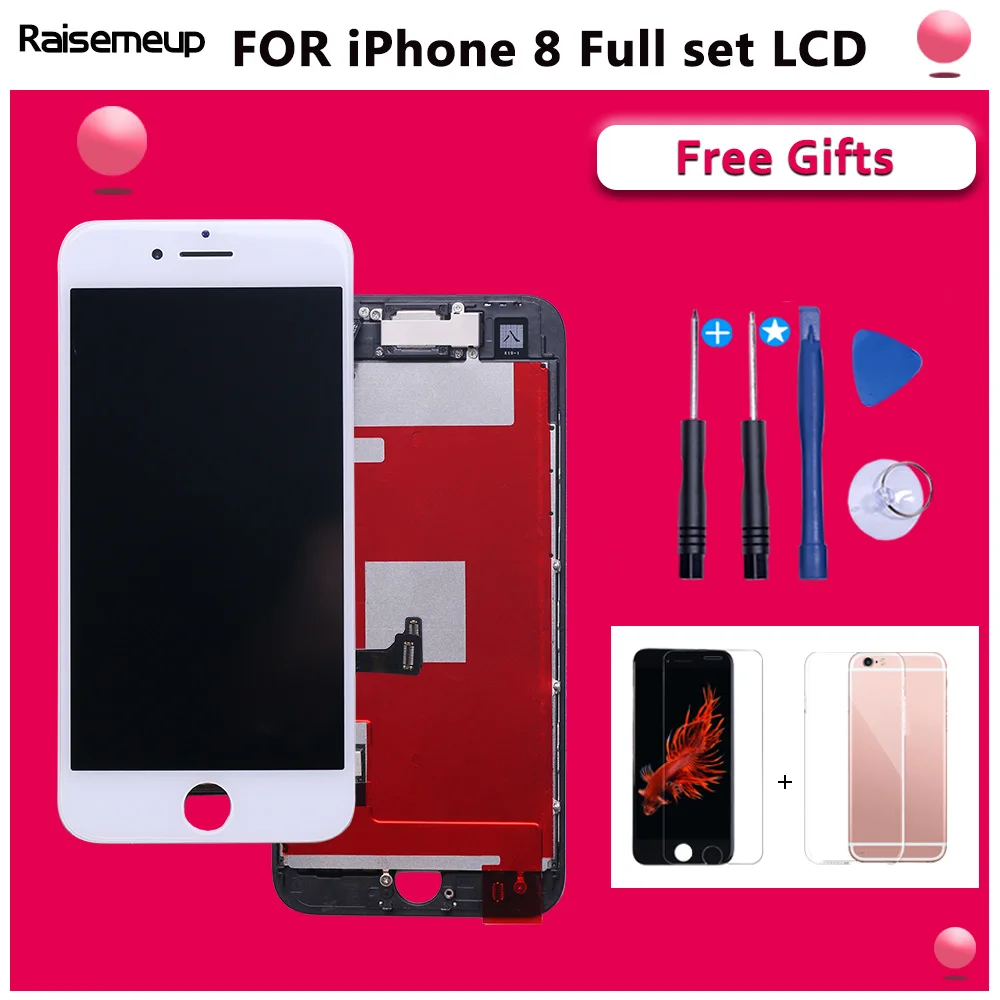 

Full Set Complete Assembled LCD Display For iPhone 8 LCD Touch Screen Digitizer Pantalla Parts Front Camera+Ear Speaker 3Gifts