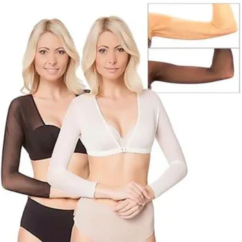 

New Plus Size Seamless Arm Shaper underwear Short Cropped Mesh Navel Lace Long Sleeve Bottoming Top Perspective Cardigan tops E7