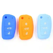 3 Botões Coloridos de Silicone Chave do Caso Da Tampa Para Audi A1 A3 Q3 A6L Q7 R8 TT Aleta dobrar Caso Chave Shell
