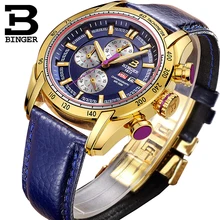 44 мм швейцарские спортивные часы с хронографом для плавания водонепроницаемые военные кварцевые наручные часы Бингер мужские часы relogio masculino