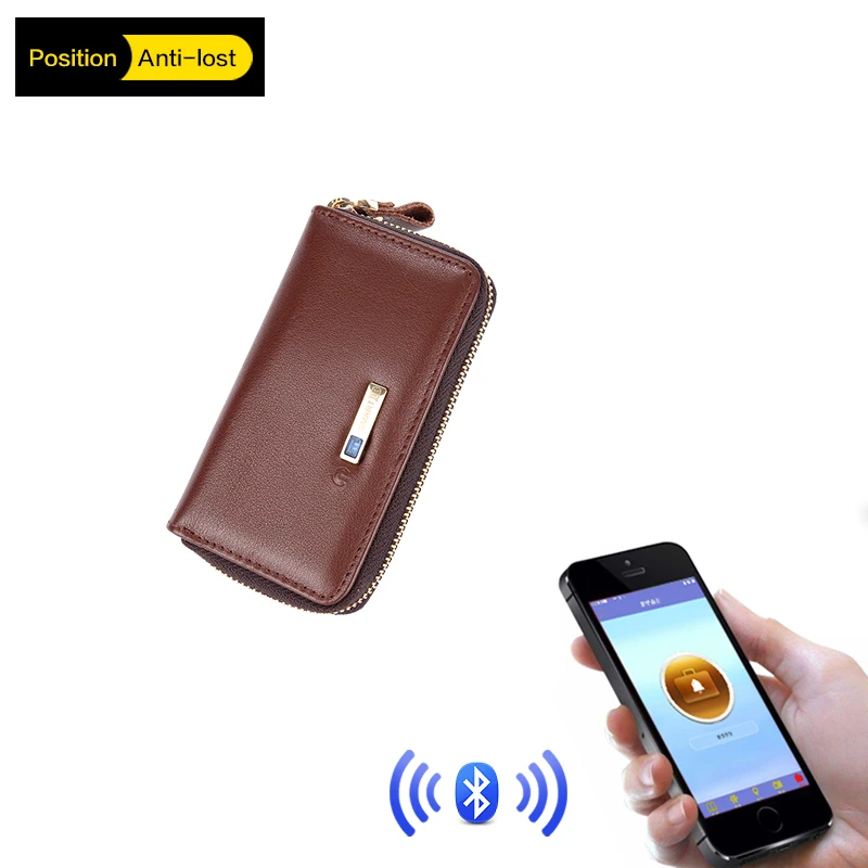 Men Genuine Leather Anti Lost Intelligent Bluetooth Smart GPS Wallet