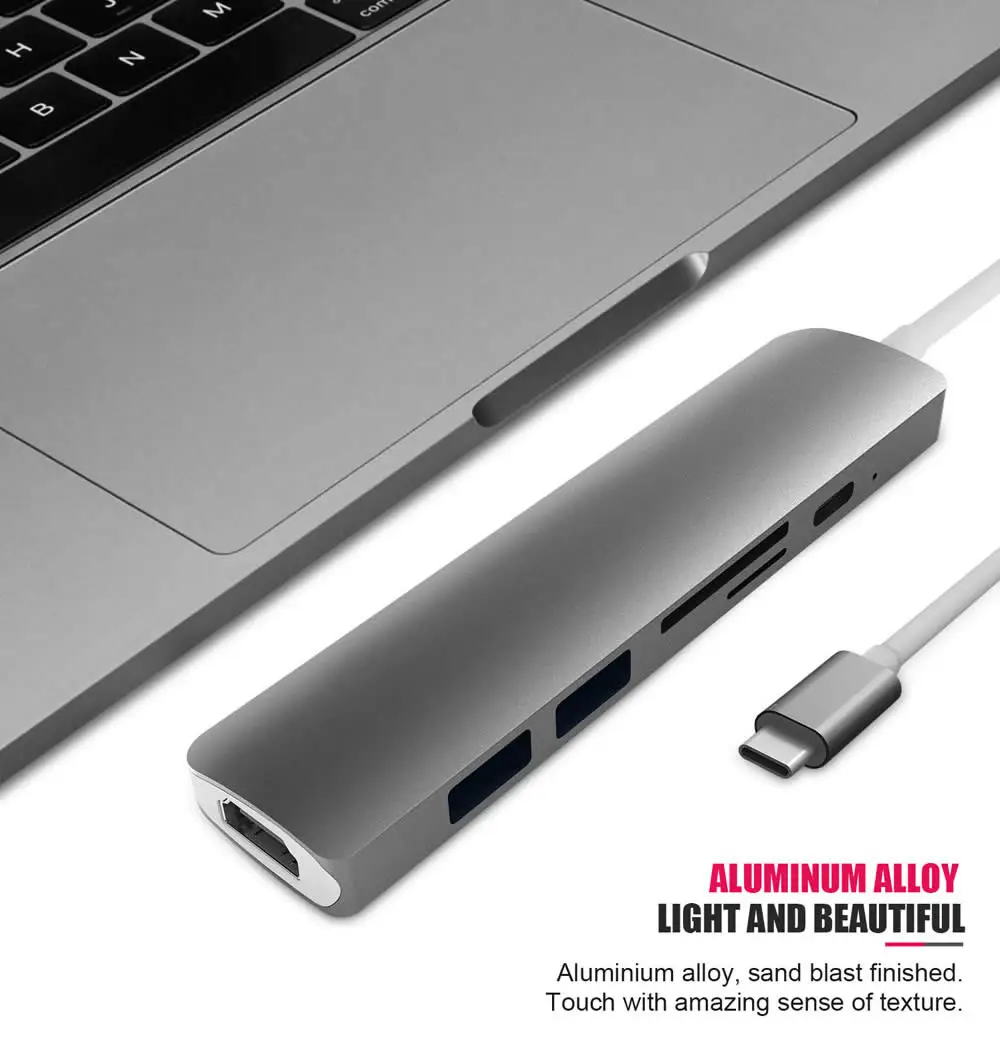 Адаптер usb Thunderbolt 3 типа C концентратор к HDMI 4 K с PD SD/TF кардридер USB 3,0 для MacBook Pro/Air USB-C интерфейс