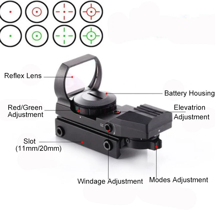 11 мм/20 мм рельсовый охотничий прицел Красный точка зрения рефлекс 4 Сетка голографическая тактическая Оптика прицел Коллиматорный прицел