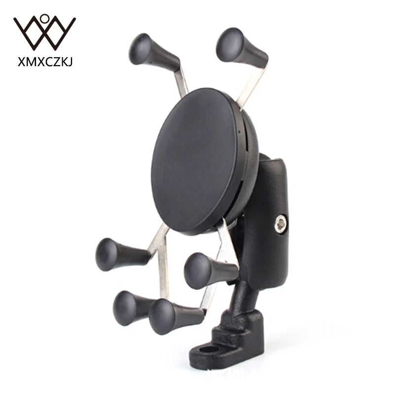 XMXCZKJ Motorcycle Bike MTB Bicycle Mobile Phone Grip Holder Mirror Rear View Mount X-Grip For GPS Cellphone Holder Accessories