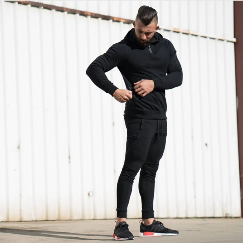 Men gyms hoodies workout clothing-3