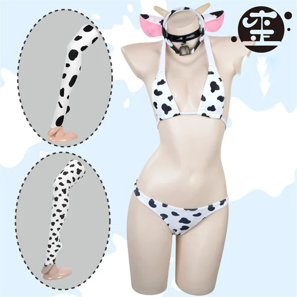 

Animal Cow Bikini Swimsuit Cosplay Costume Sexy Cute Women Tankini Swimwear Sukumizu Kawaii Clothing