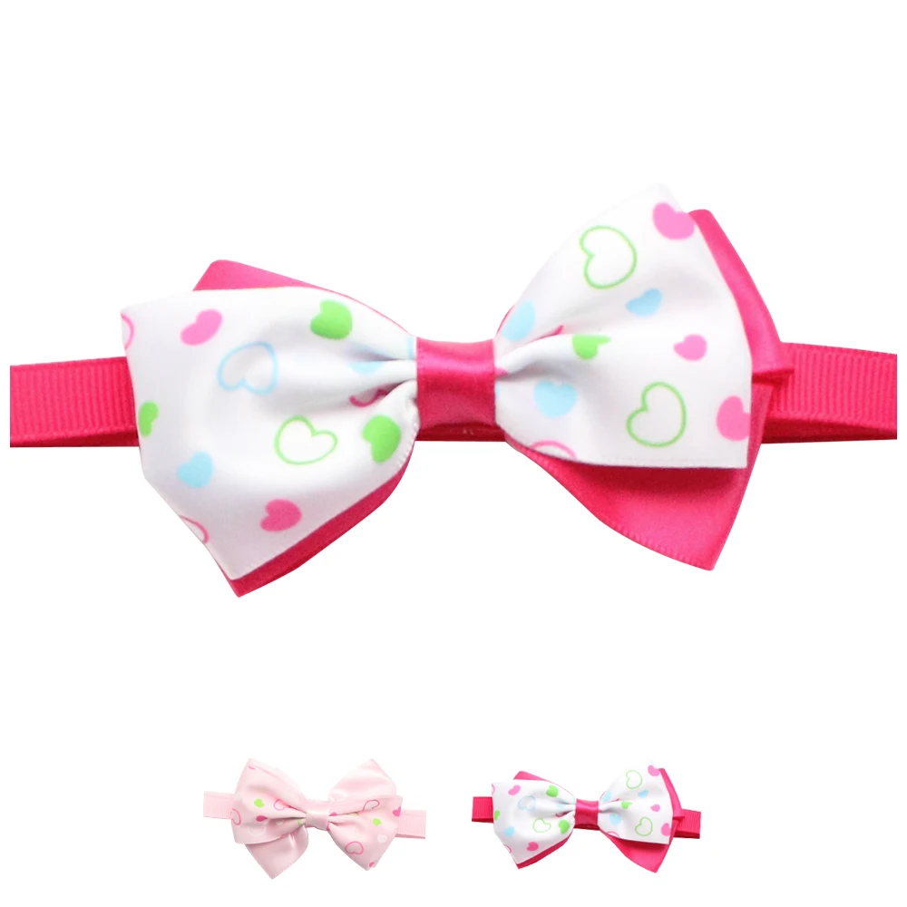 

50 Pcs Handmade Dog Tie Bow Heart-Shaped Pattern Ribbon Bow Tie For Dog 6031071 Pet Puppy Accessories Wholesale