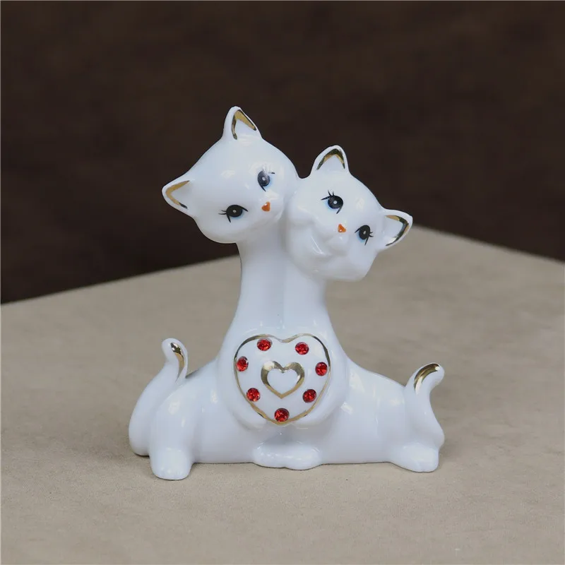 Красивая Фарфоровая статуэтка для влюбленных котов, керамическая статуэтка для влюбленных, скульптура кошки, украшение ручной работы, украшение для настоящего интерьера - Цвет: Многоцветный