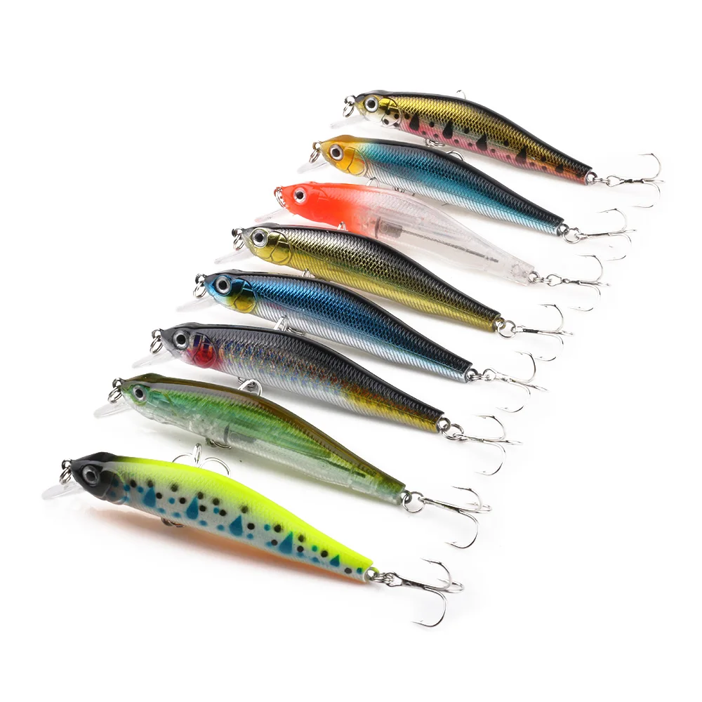

HENGJIA 8PCS Hard Plastic Fishing Lure 9cm 8.2g Crankbait Wobblers Swimbait Fishing Tackle 6# hook Depth 1.5M