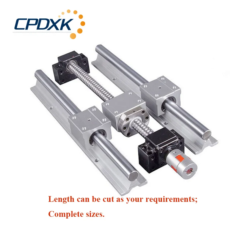

6sets SBR16 linear motion rail 300 600 800mm + 12 pcs linear carriages SBR16UU + 12mm ball screw SFU1204 3 pcs with end machined