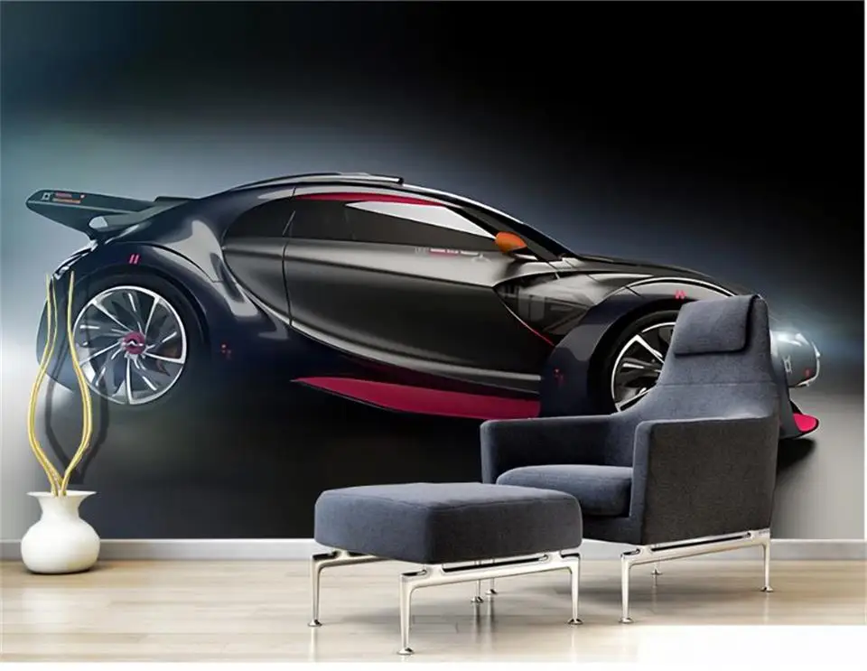 3d обои фотообои на заказ для гостиной роспись движущихся спортивных автомобилей