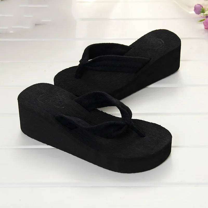 

2018 Style Sweet fashion flip flops slope with Student colorful Non-slip resort beach sandal and high heels slippers Q31