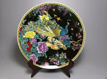 Feine Chinesische Alte Hand bemalt Keramik große porzellanteller Der pfau zeigt seinen schwanz