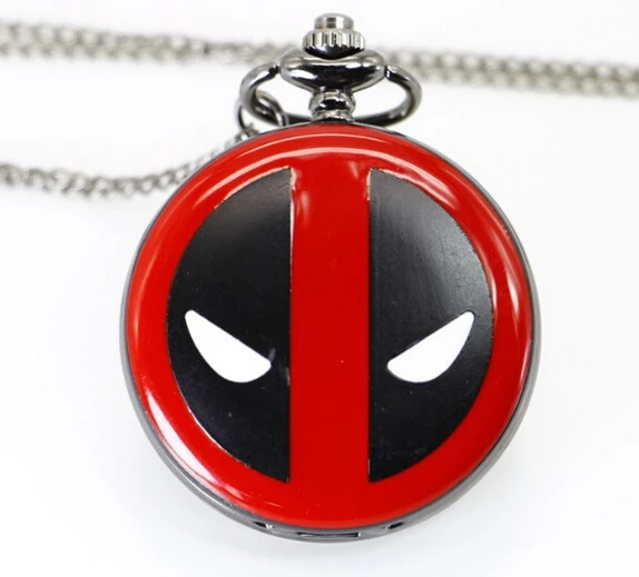 

Cool Antique Deadpool Full Hunter Quartz Pocket Watch Round Fob Pendant With Necklace Chain To Boy Girl CF1056