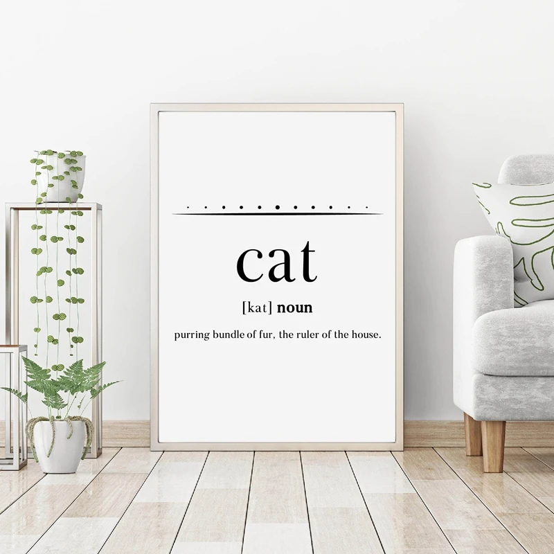 Изображение кошки минималистичное искусство Painiting Cat Lover украшение черно белое