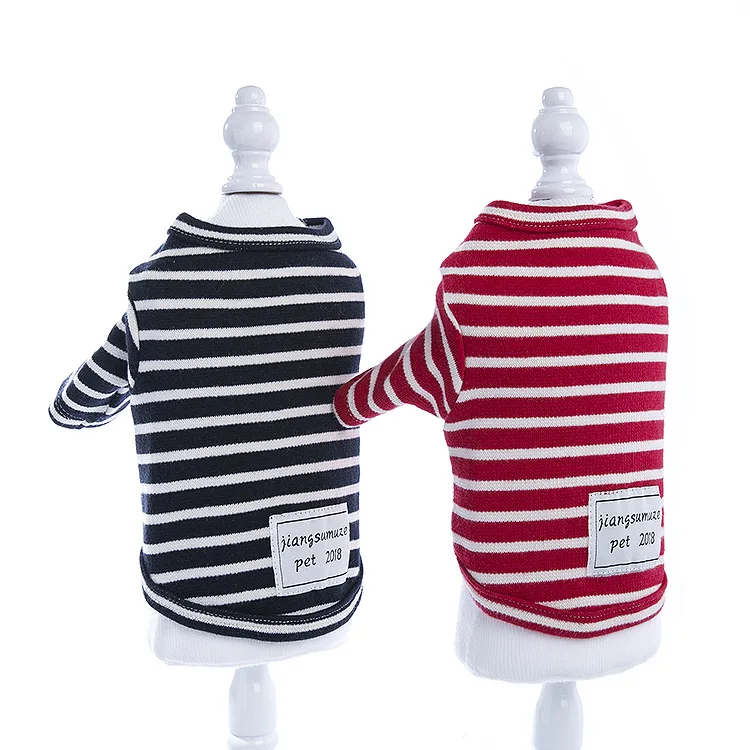 

Dog Pet Stiped Shirt Vest 100% Cotton Cat Puppy Pajamas T-Shirt 5 Sizes 2 Colours