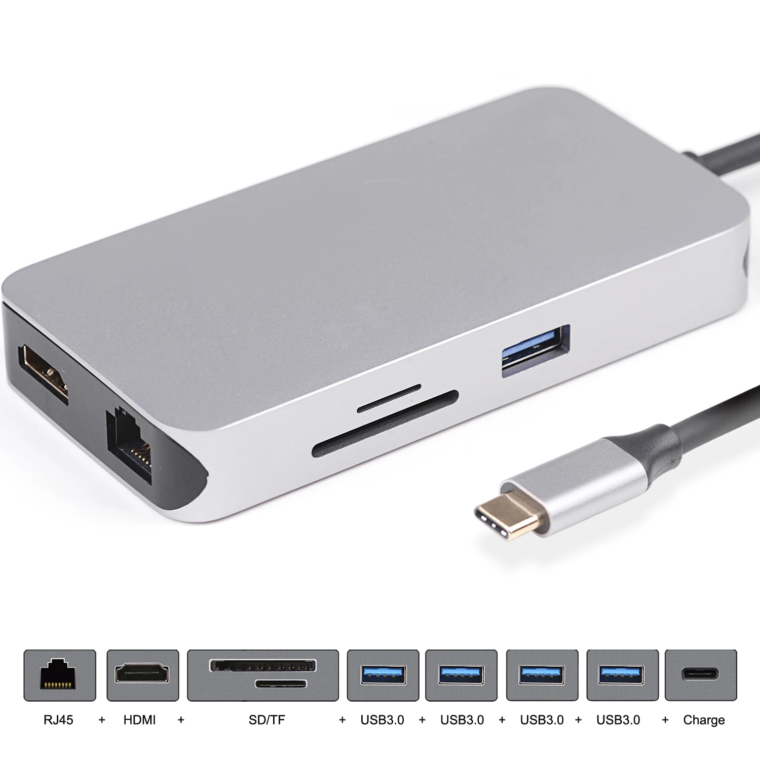 

Multiport Digital AV USB-C HDMI Thunderbolt 3 Dock Gigabit Ethernet 4 Ports HUB TF SD Charger Card Reader Adapter