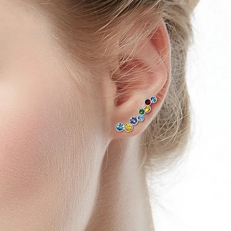 Heezen Разноцветные кристаллы серьги гвоздики блестящие радужные Необычные Oorknopjes