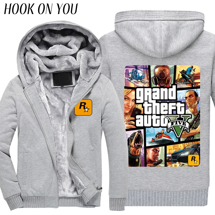 Grand Theft Auto GTA GTA5 толстовки кофты осень зима флисовая куртка ТВ игры на молнии Одежда - Цвет: 1