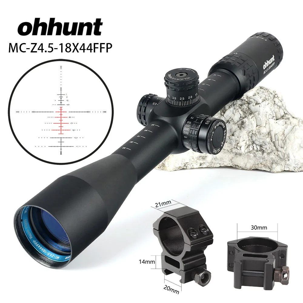 Ohhunt MC-Z 4,5-18X44 FFP оптический прицел стекло Выгравированный охотничий прицел тюроты замок сброс боковое колесо Фокус прицел - Цвет: 30mm-Picatinny-SZK