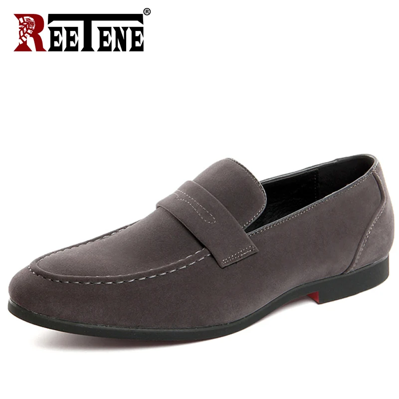 

REETENE 2018 Suede Men Loafers Driving Men Shoes Suede Leather Casual Shoes For Men Fashion Men Flats Mocasines De Los Hombres