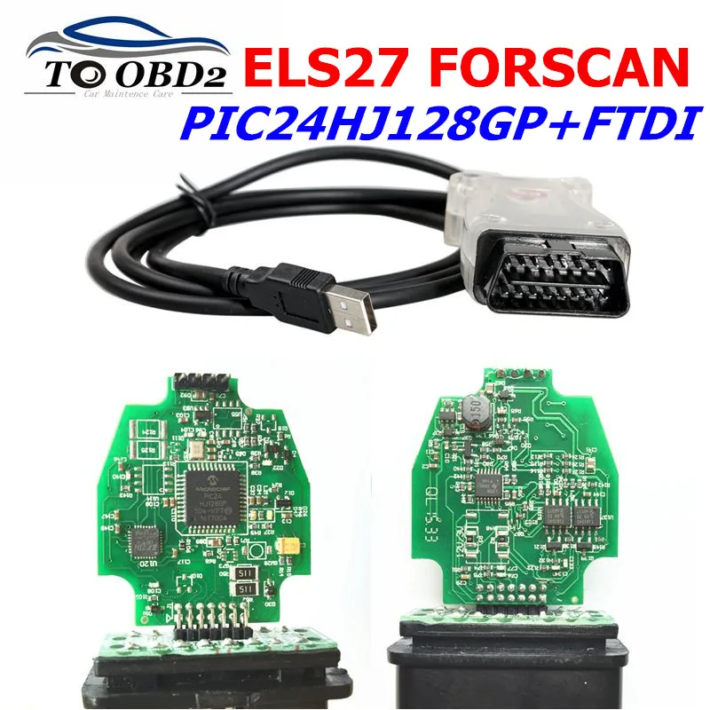 ELS27 FORScan PIC24HJ128GP+ FTDI микрочип предназначен для работы над ELM327 и J2534 ELS 27 V2.3.8 работает для Mazda/для Lincoln/для Mercury