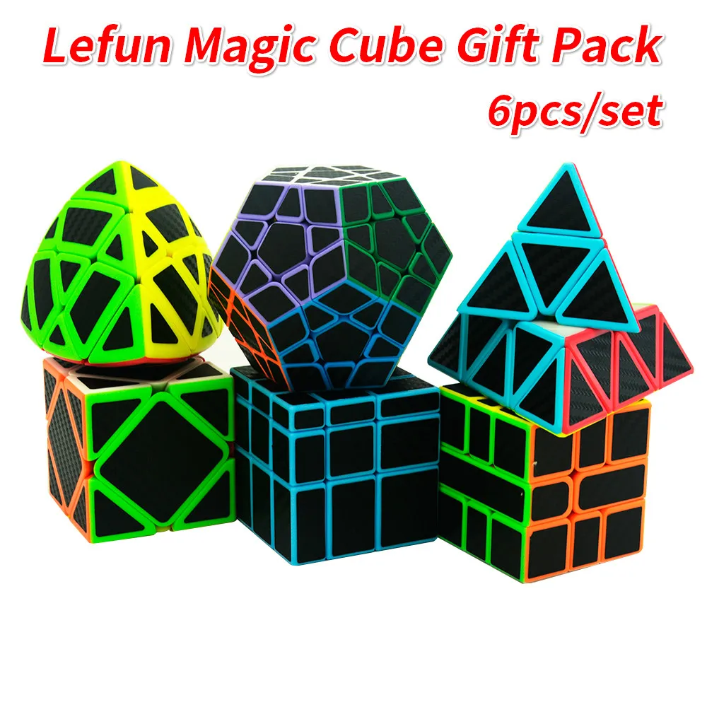 

6pcs/set Lefun Magic Cube Mastermorphix+SQ-1+Megamin+Mirror Block+Pyramin+Skew Black Sticker Puzzle Cube Square 1