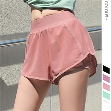 Сексуальные тонкие сетчатые 2в1 женские короткие беговые кроссовки короткие штаны для фитнеса женские летние спортивные шорты быстросохнущие Нескользящие