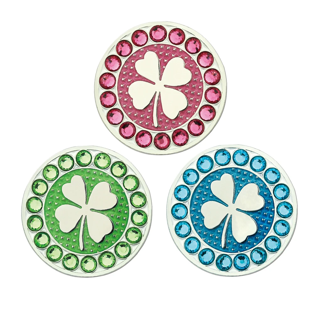 

PINMEI Golf Ball Mark Sets Crystal Golf Markers ,Can fit Magnetic Golf Hat Clip(Cap Clip) Divot Tool