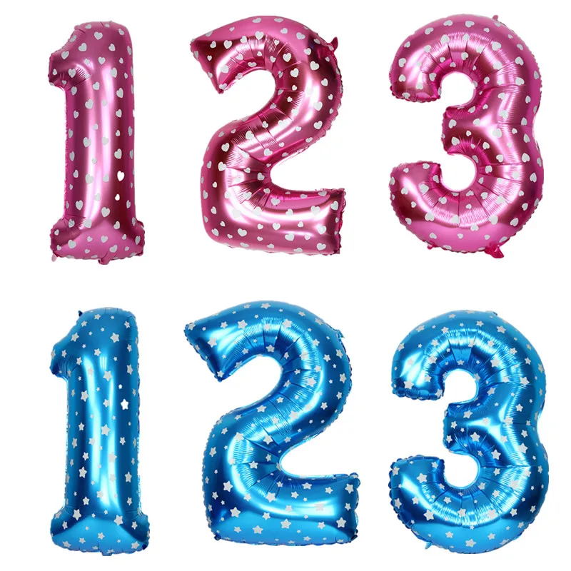 2 шт./лот 32 дюймов Синий/Розовый Корона номер шары Цифровой шар 0~ 9 дети один первый год мальчик девочка день рождения украшения