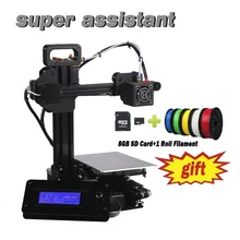 Newest metal frame aluminum cantileve Mini 3D Printer Easy To Carry DIY Kit With LCD+1 Roll filament+8G SDcard as Gift