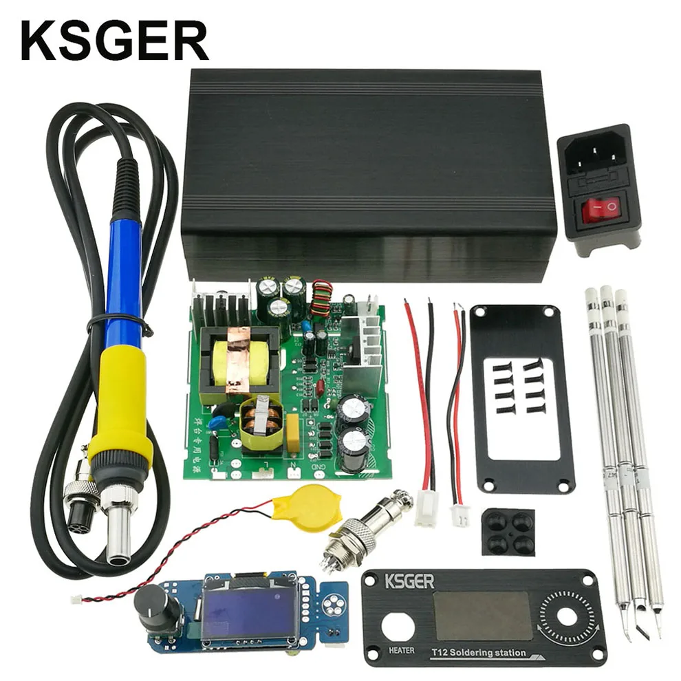 KSGER T12 DIY наборы паяльная станция STM32 V2.1S OLED контроллер температуры инструменты T12 железные наконечники FX9501 ручка из алюминиевого сплава - Цвет: sets 2