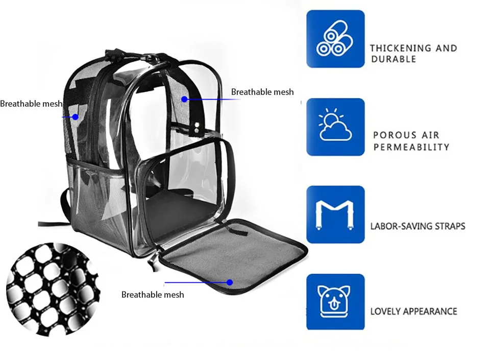Рюкзак-переноска для домашних животных, для путешествий, прозрачная сумка для кошек, дышащая сетчатая сумка на плечо для котенка, товары для домашних животных