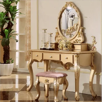 

Carved wooden dresser cabinet, antique design dressing table with drawers