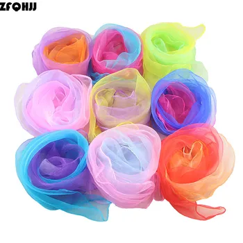 

ZFQHJJ 20pcs / lot Women Gradient Color Square Scarf Imitated Silk Scarves Girls Dancing Small Scarf Thin Chiffon Neckerchief
