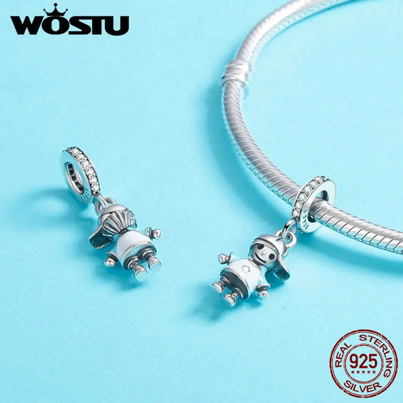WOSTU новый 100% Серебро 925 пробы Маленький милый мальчик сын подвеска браслет