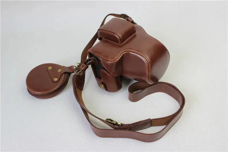 

New PU Leather Camera Case Bag Cover Bottom Opening For Canon EOS M5 EOSM5 (15-45mm) lens Camera easy take out of battery