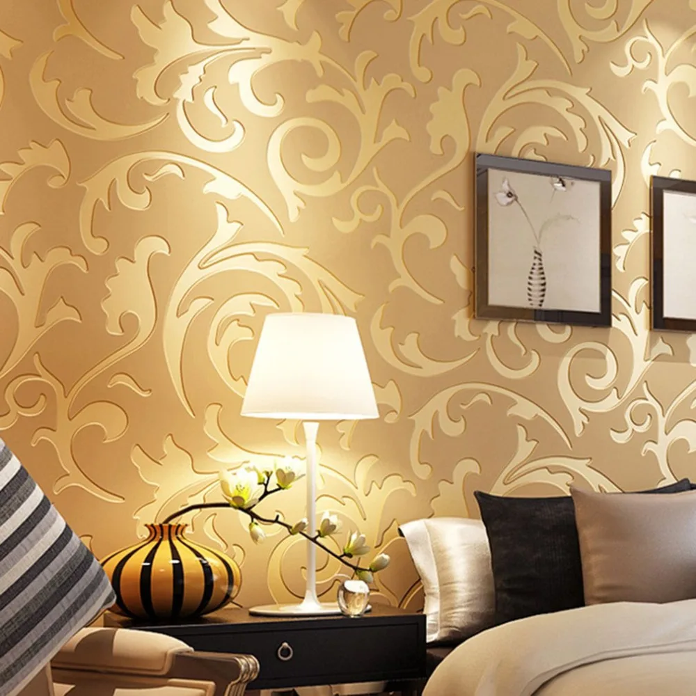 Grey 3D Victorian Damask Embossed Wallpaper Roll Luxury Classic Silver