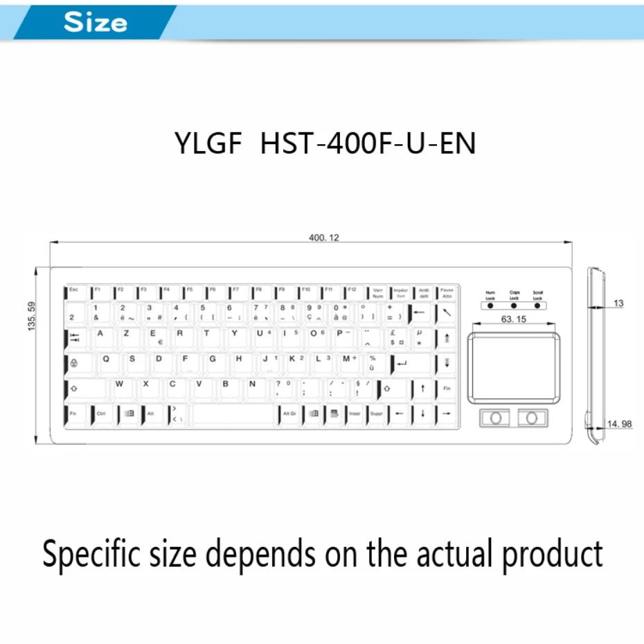 Встроенная пластиковая клавиатура и мышь YLGF HST-400F-U-EN промышленная клавиатура с сенсорной мышью