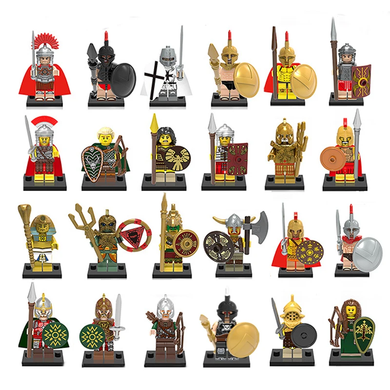 

Single Sale Castle Knights Soldier Kingdoms Gladiator Roman Solider Centurion Spartacus with sword building blocks children toys