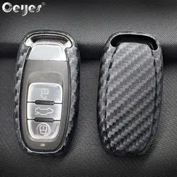 Ceyes авто ключ защиты Обложки автомобиля Стиль чехол для Audi A6L A4L Q5 A3 A4 B6 B7 B8 Smart углеродного волокна зерна основа аксессуары