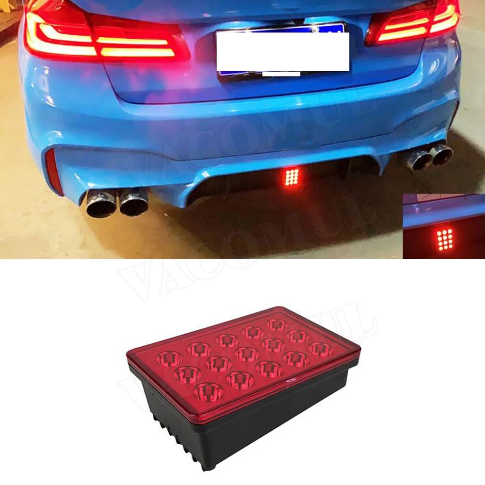 Car LED Rear Bumper Reflector Brake Lights Back Lip Diffuser Pilot Lamp For Universal Car