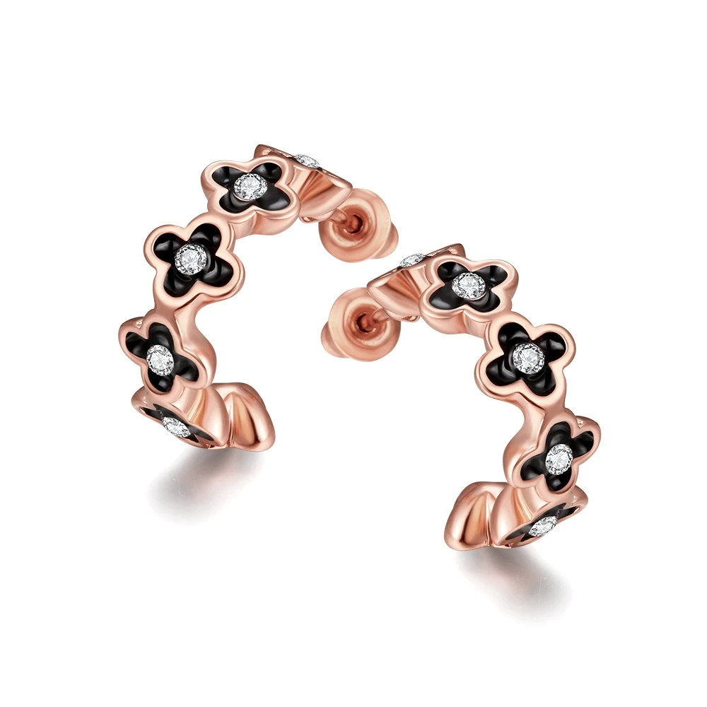 

European women wedding luxury round hoop earrings aros crystal girl earring Rose gold fashion party new enamel popular jewelry