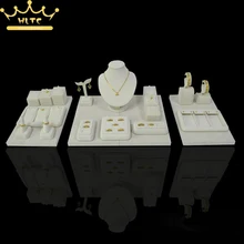 Новейшая Витрина ювелирных изделий бежевый бархат кулон ожерелье держатель Бюст кольцо браслет стенд серьги стойки Органайзер чехлы