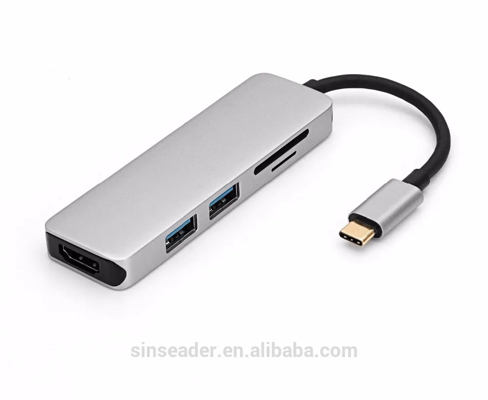 

5 in1 Type C Multiport for macbook with card reader SD and TF, 4K HDMI and data 3.1 Type C docking adapter USB C HUB