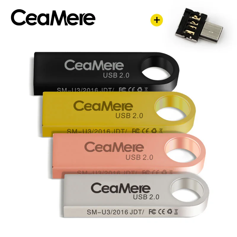 CeaMere C3 USB флеш-накопитель 8 ГБ/16 ГБ/32 ГБ/64 ГБ флеш-накопитель Флешка флеш-диск USB 2,0 карта памяти USB диск 512 МБ 256 МБ бесплатно OTG