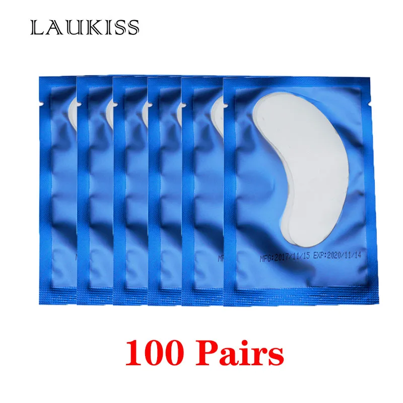 100Pair Blue 25/50/100 пар/лот Пластыри для ресниц наращивания кругов под глазами колодки Бумага патчи розовый Безворсовая наклейки Ткань для ресниц накладных - Цвет: 100Pair Blue