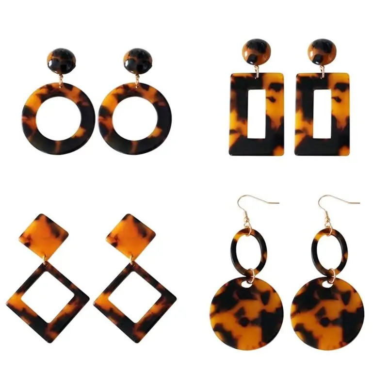 

Kshmir Earrings temperament personality exaggerated brown acetate Earrings geometric fashion ladies exquisite earrings 888